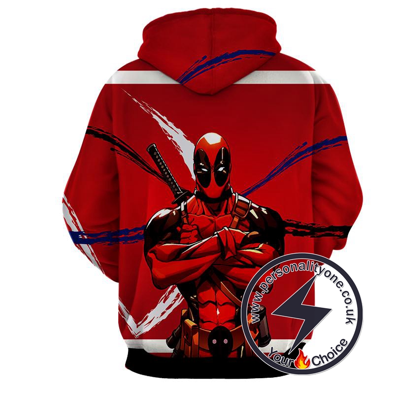 Red Deadpool - Deadpool 3D - Hoodies